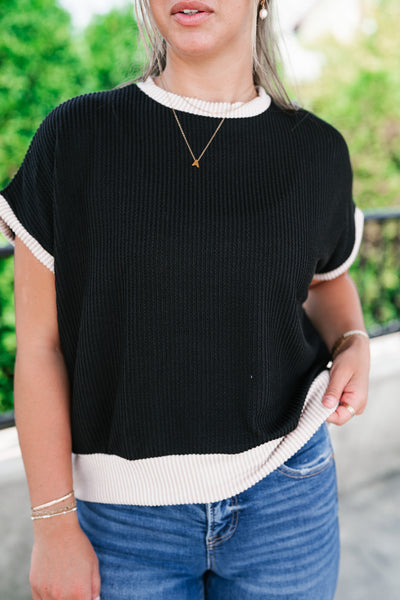 Soft Contrast Ribbed Top