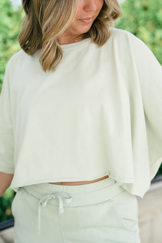The Drift Short Sleeve Top - Light Sage
