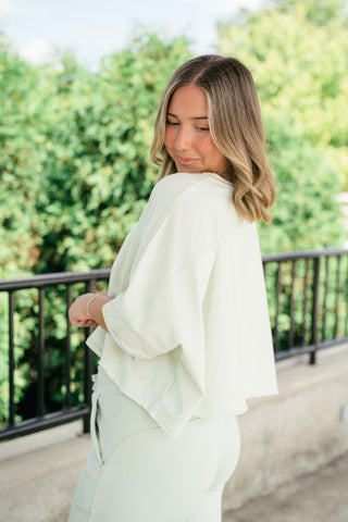 The Drift Short Sleeve Top - Light Sage