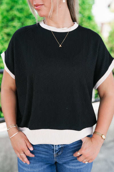 Soft Contrast Ribbed Top