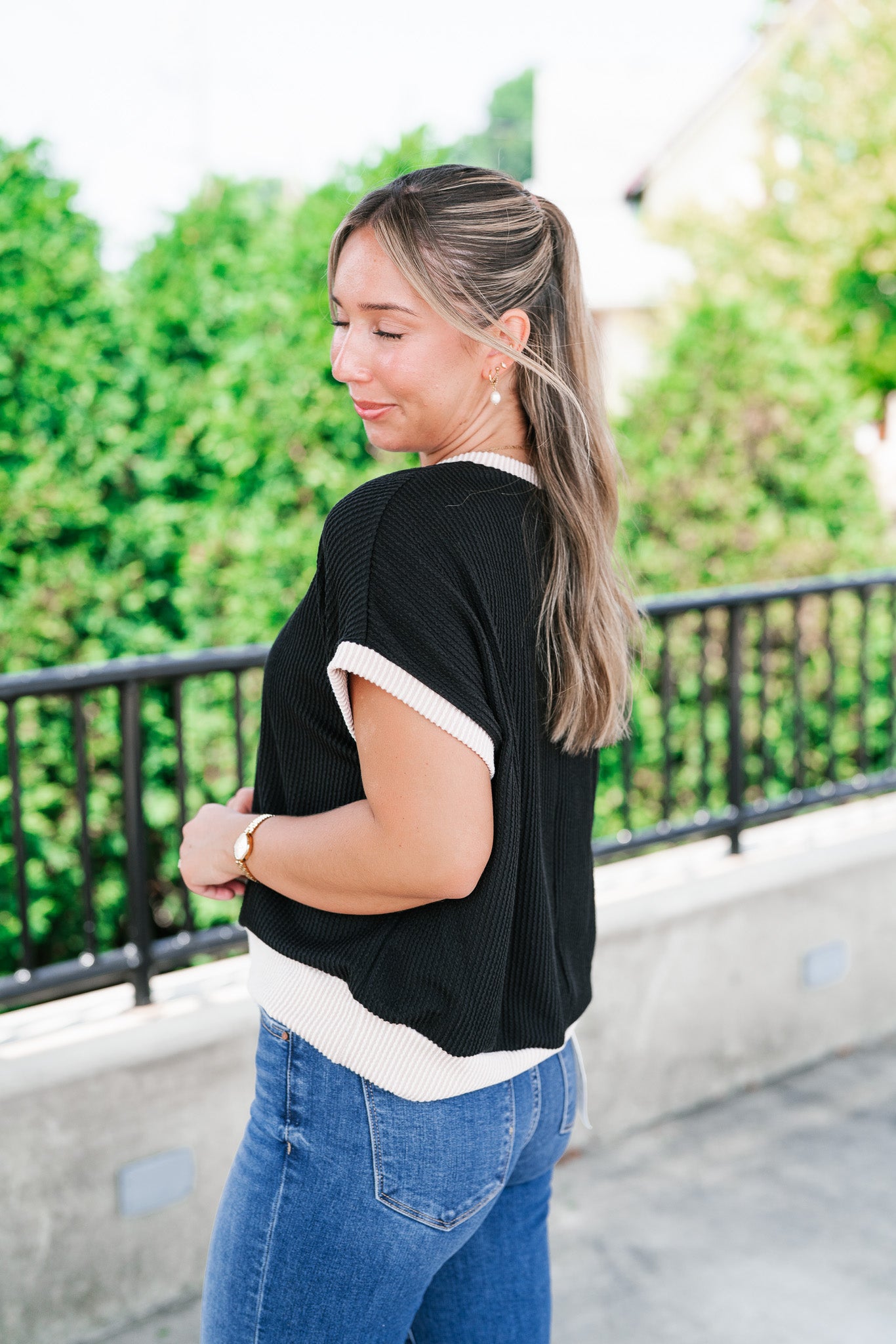 Soft Contrast Ribbed Top