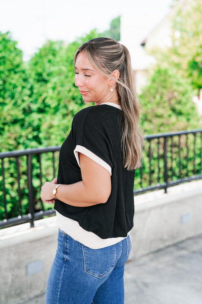 Soft Contrast Ribbed Top