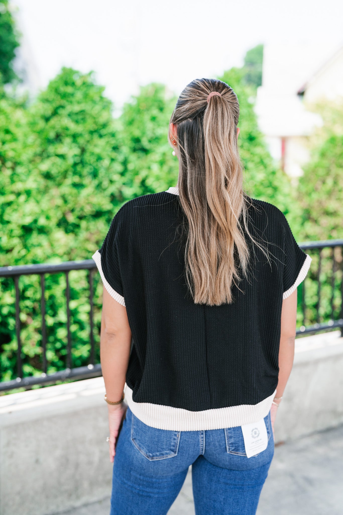 Soft Contrast Ribbed Top