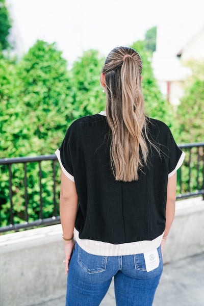 Soft Contrast Ribbed Top