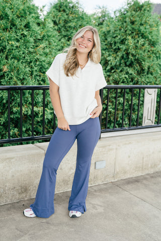 Elise Short Sleeve Scuba - Heather Grey