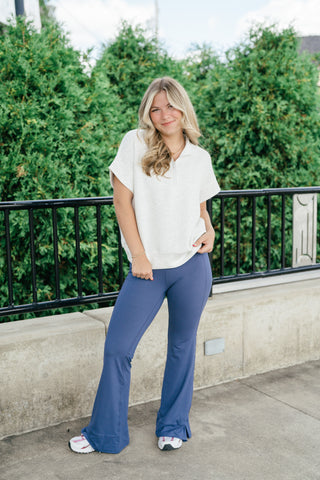 Elise Short Sleeve Scuba - Heather Grey
