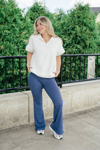 Elise Short Sleeve Scuba - Heather Grey