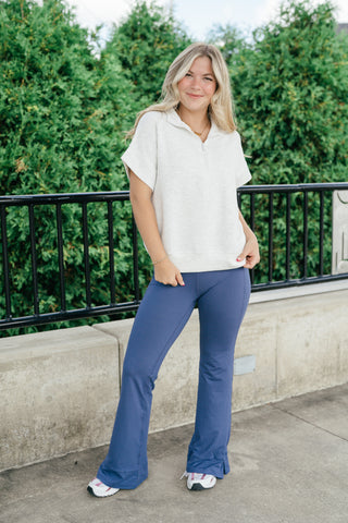 Elise Short Sleeve Scuba - Heather Grey