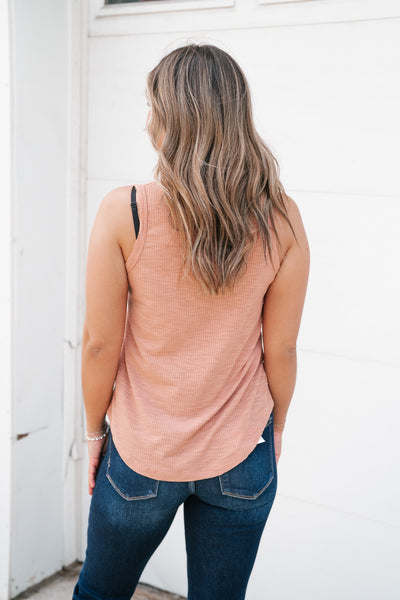 Take It Easy Ribbed Tank - Rose