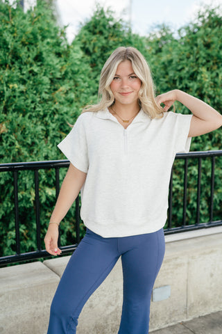 Elise Short Sleeve Scuba - Heather Grey
