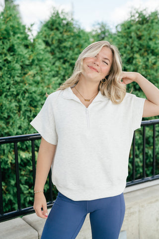 Elise Short Sleeve Scuba - Heather Grey