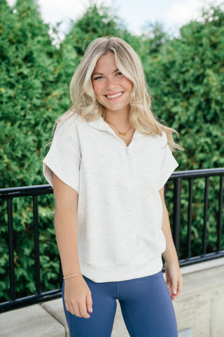 Elise Short Sleeve Scuba - Heather Grey