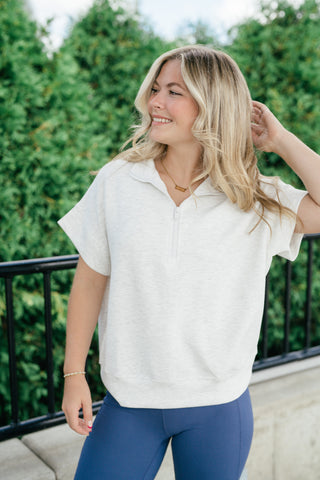 Elise Short Sleeve Scuba - Heather Grey