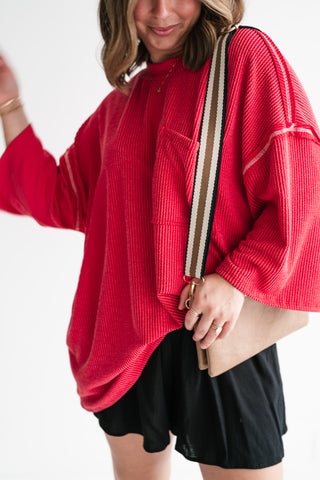 Forever Ideal Ribbed Top - Red