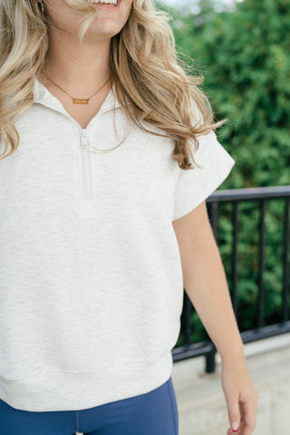 Elise Short Sleeve Scuba - Heather Grey