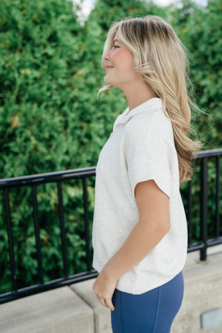 Elise Short Sleeve Scuba - Heather Grey