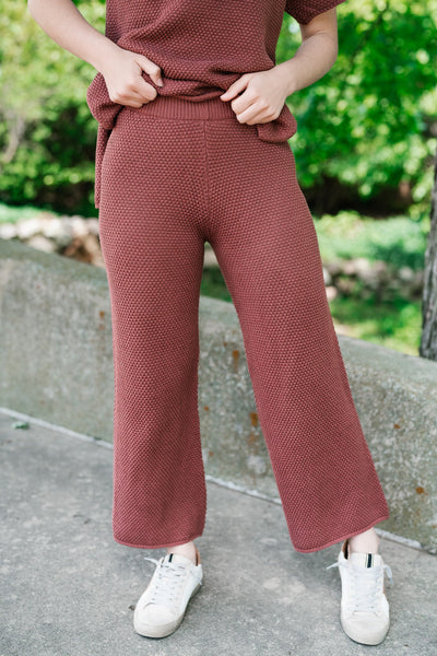 She Has It All Knit Pants - Red Wine