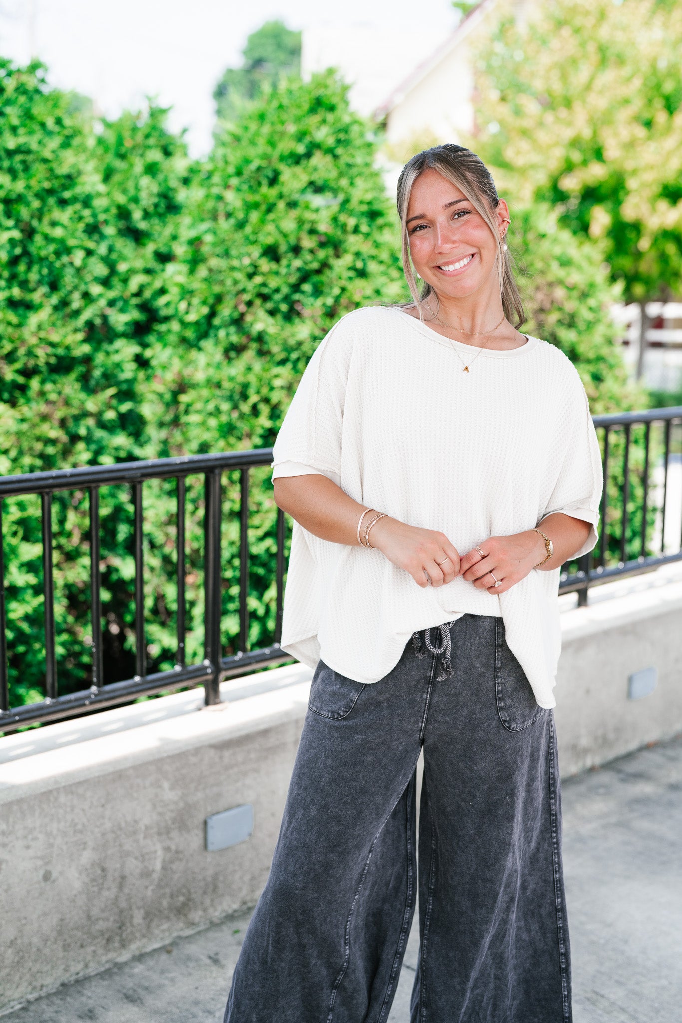 Cozy Dune Dolman Waffle Knit Top
