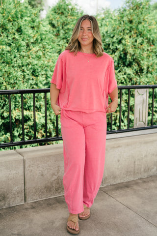 Daily Movement Mineral Wash Relaxed Tee - Strawberry