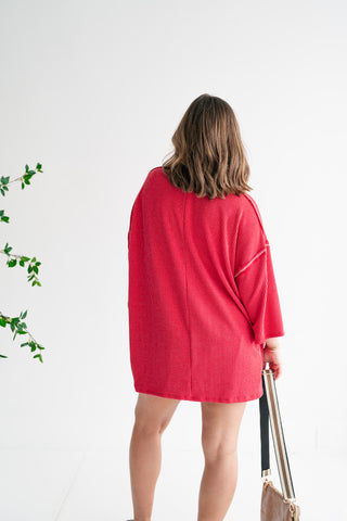 Forever Ideal Ribbed Top - Red