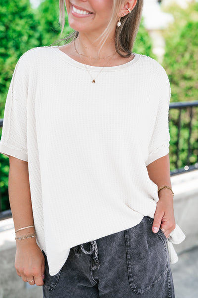 Cozy Dune Dolman Waffle Knit Top
