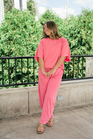 Daily Movement Mineral Wash Relaxed Tee - Strawberry