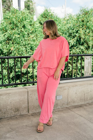 Daily Movement Mineral Wash Relaxed Tee - Strawberry
