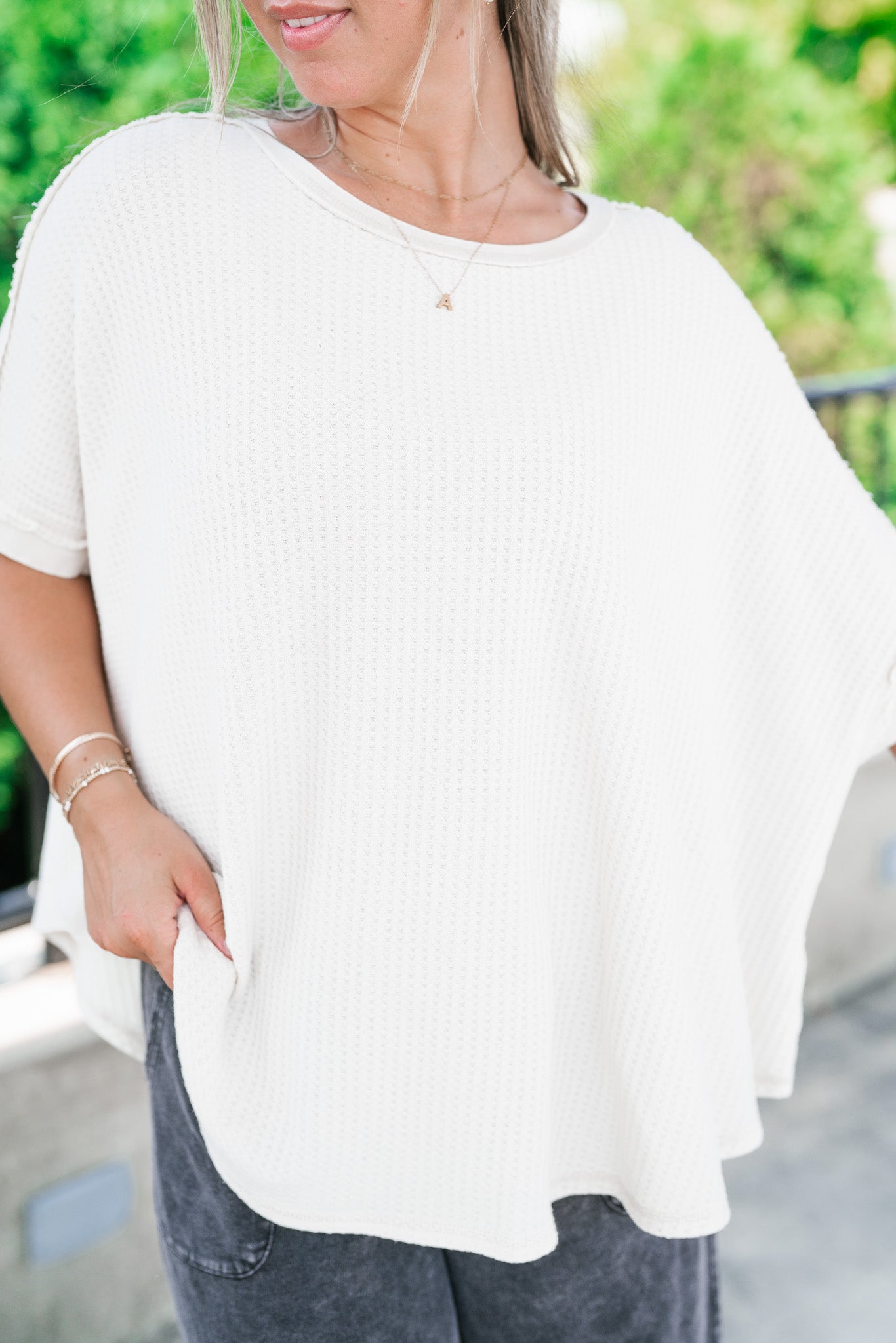 Cozy Dune Dolman Waffle Knit Top