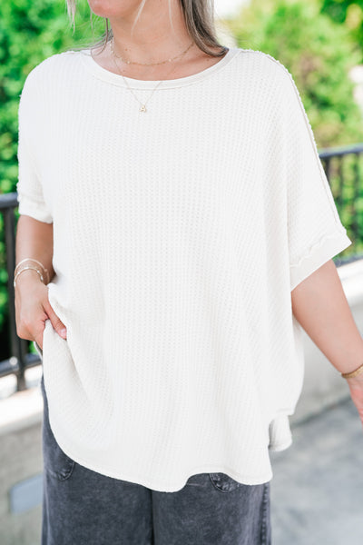 Cozy Dune Dolman Waffle Knit Top