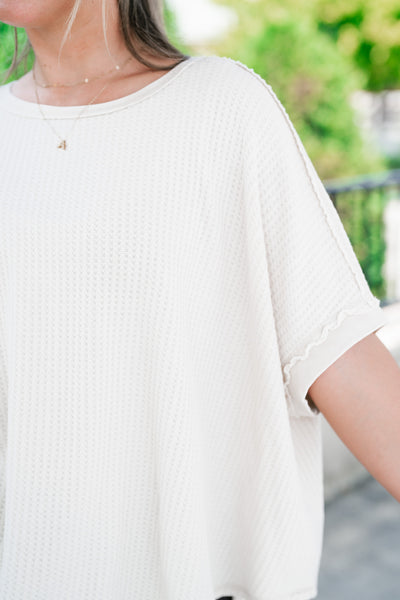 Cozy Dune Dolman Waffle Knit Top