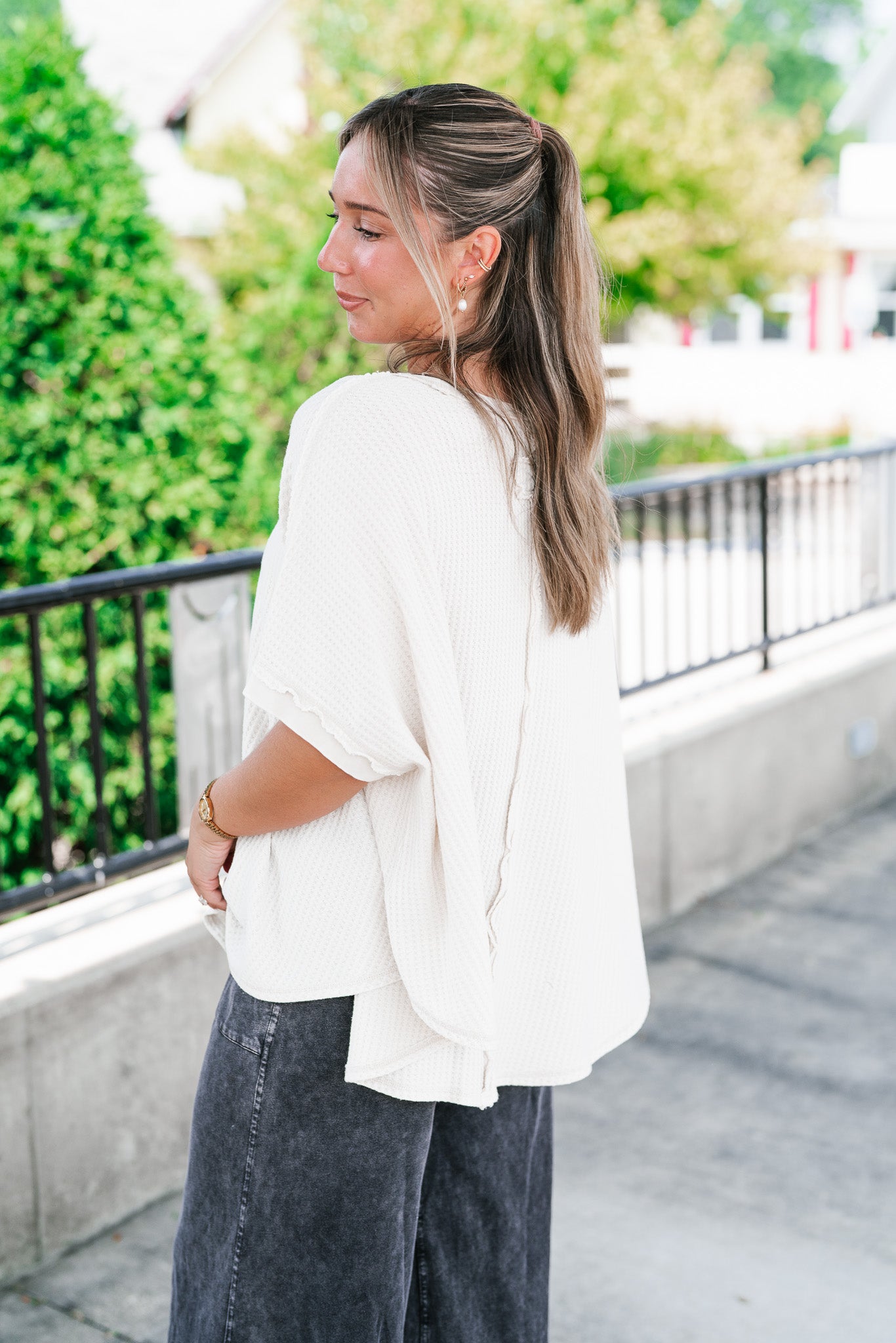 Cozy Dune Dolman Waffle Knit Top