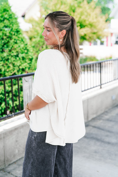Cozy Dune Dolman Waffle Knit Top