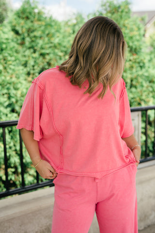 Daily Movement Mineral Wash Relaxed Tee - Strawberry
