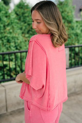 Daily Movement Mineral Wash Relaxed Tee - Strawberry