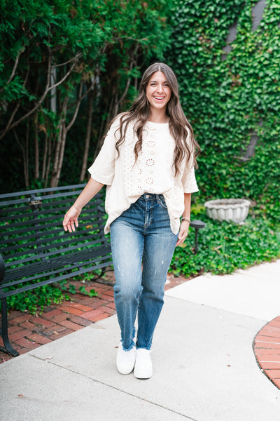 Keep It Eyelet Short Sleeve Top