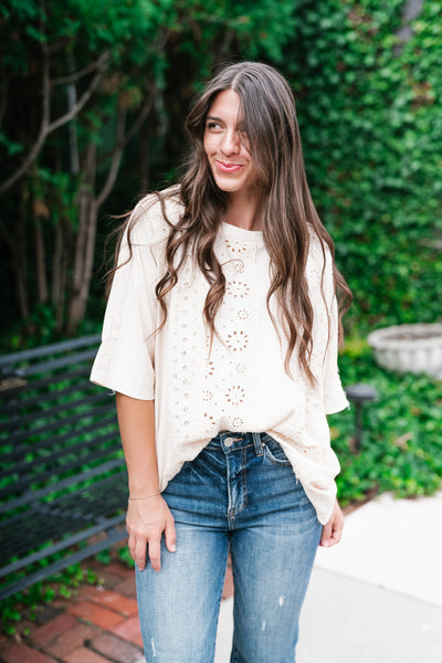 Keep It Eyelet Short Sleeve Top