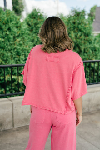 Daily Movement Mineral Wash Relaxed Tee - Strawberry