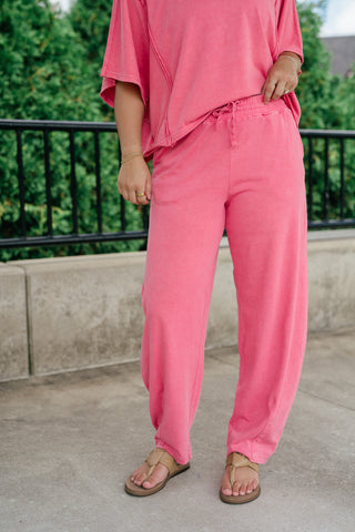 Daily Movement Mineral Wash Barrel Pants - Strawberry