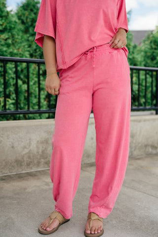 Daily Movement Mineral Wash Barrel Pants - Strawberry