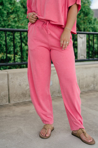 Daily Movement Mineral Wash Barrel Pants - Strawberry