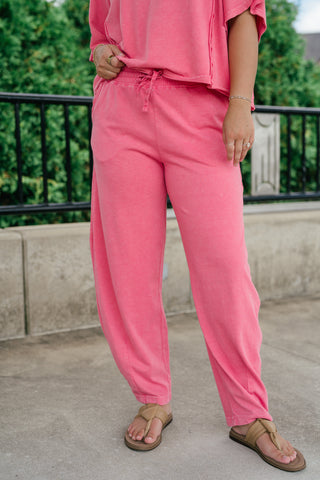Daily Movement Mineral Wash Barrel Pants - Strawberry