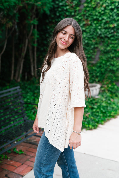 Keep It Eyelet Short Sleeve Top