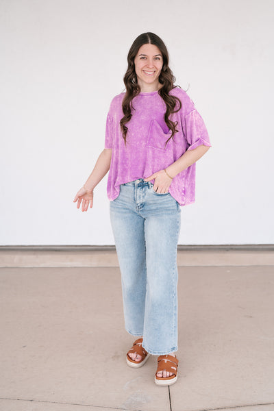 Summer Lovin Mineral Wash Tee- Violet