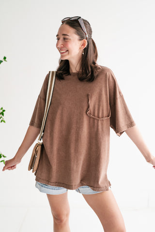 Forever Favorite Vintage Pocket Tee - Brown
