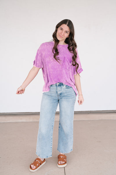 Summer Lovin Mineral Wash Tee- Violet