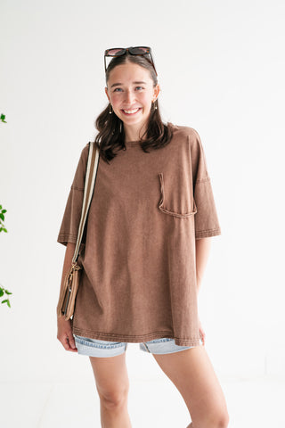 Forever Favorite Vintage Pocket Tee - Brown