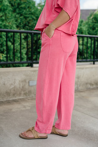 Daily Movement Mineral Wash Barrel Pants - Strawberry