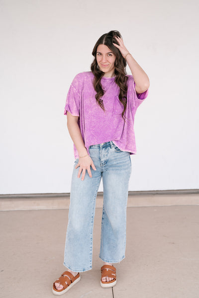 Summer Lovin Mineral Wash Tee- Violet