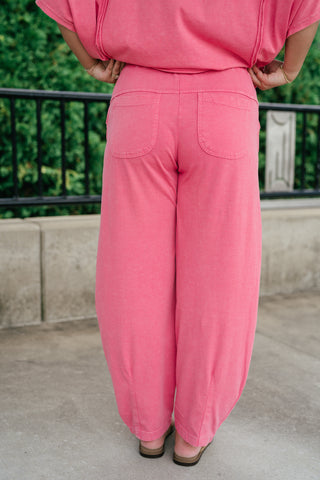 Daily Movement Mineral Wash Barrel Pants - Strawberry