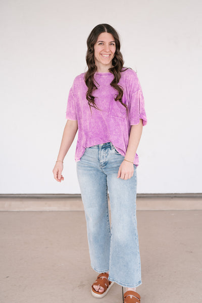 Summer Lovin Mineral Wash Tee- Violet